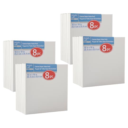 4 Packs: 8 ct. (32 total) 10" x 10" Super Value Canvas by Artist's Loft®